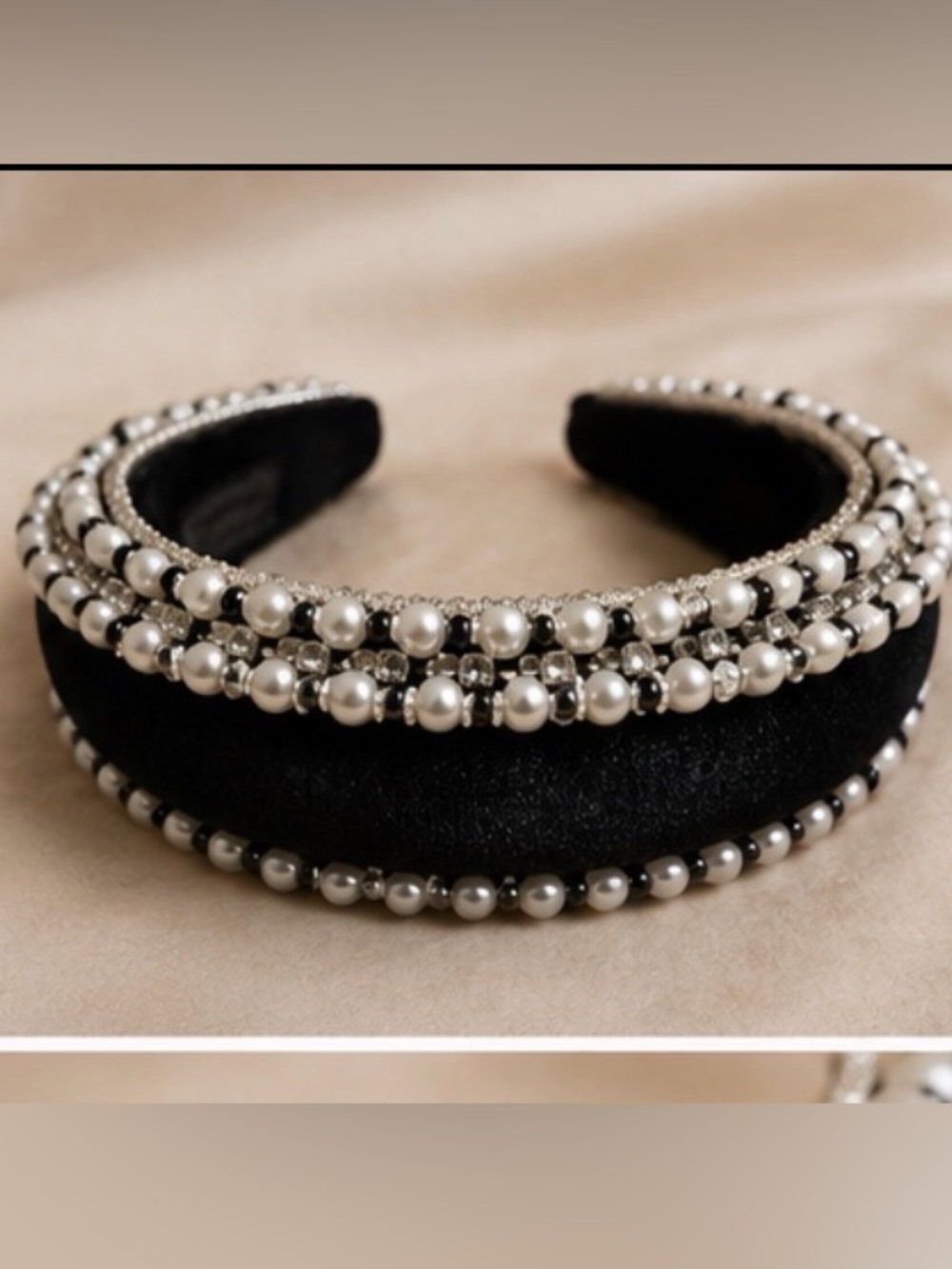 Black Pearl & Crystal Embellished Headband - Luxe Women’s Hair Accessory